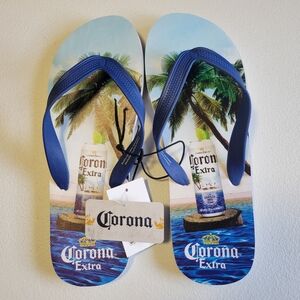 Corona flip flops with blue straps and tropical print O6